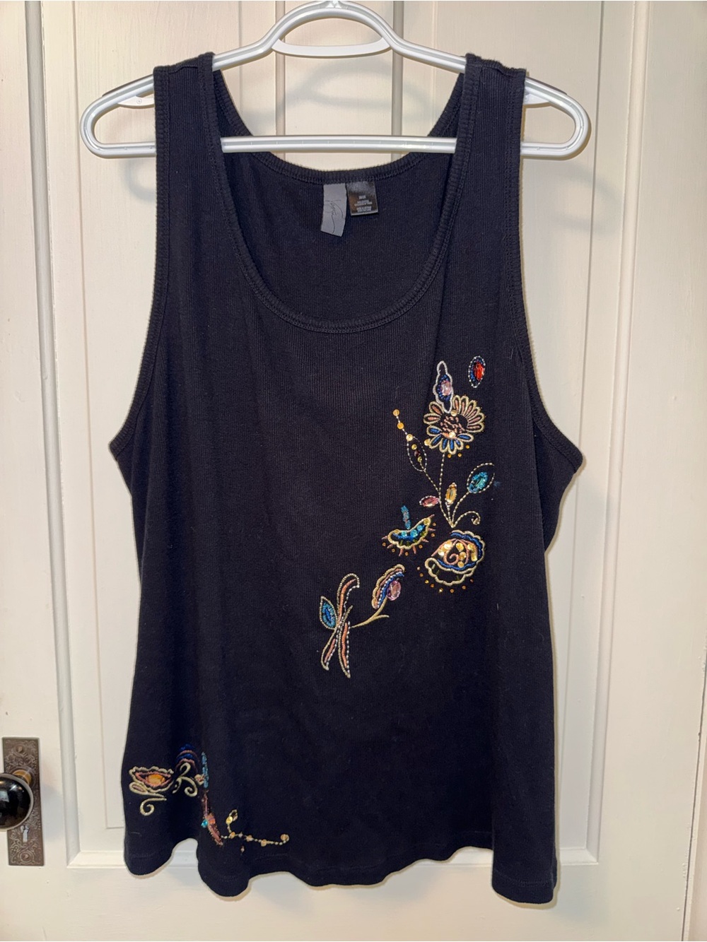 Venezia Beaded Embroidered Tank Top Plus Size 26/28 Vintage - Picture 1 of 7
